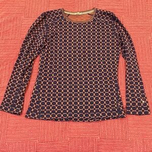 Smartwool merino Women's Navy and orange Geometric Long Sleeve Top